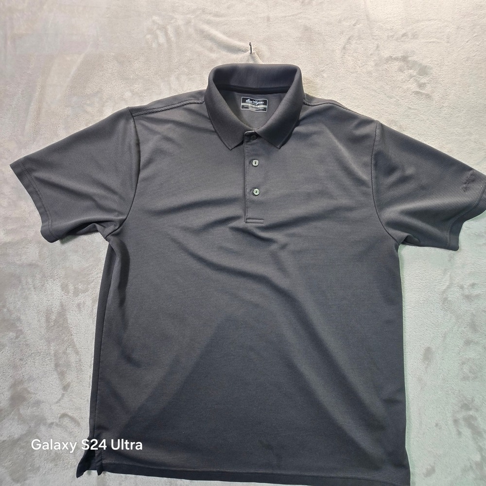 Ben Hogan Performance Mens Large Gray Micro Stripe Short Sleeve Golf Polo Shirt